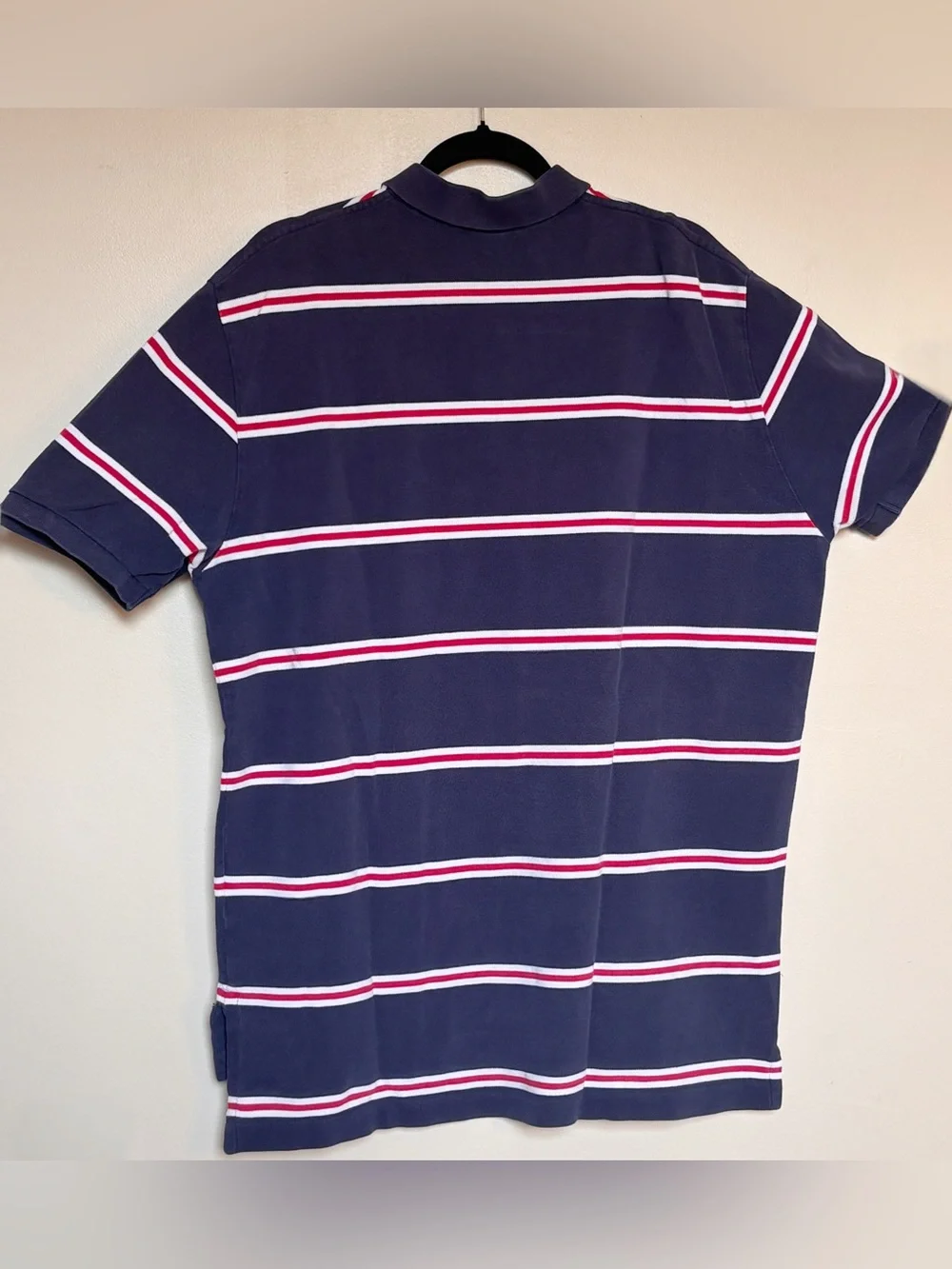 Men’s Polo by Ralph Lauren Navy Polo with White and Red Stripes size XL